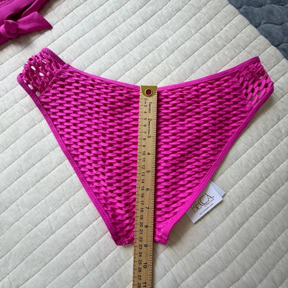 BECCA by Rebecca Virtue Fuchsia Pink Mesh Halter Bikini Set‎ Medium NWT